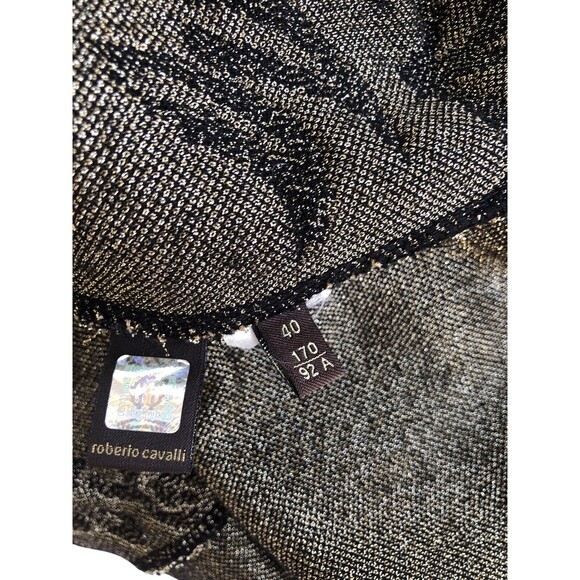 Roberto Cavalli Gold Black Knit Sleeveless Dress size 40 Wool Blend - Picture 11 of 12